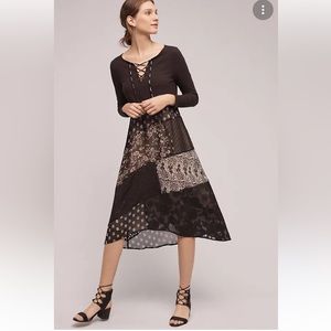 Maeve  Anthropologie Belle Noir Patchwork Dress size Large Boho